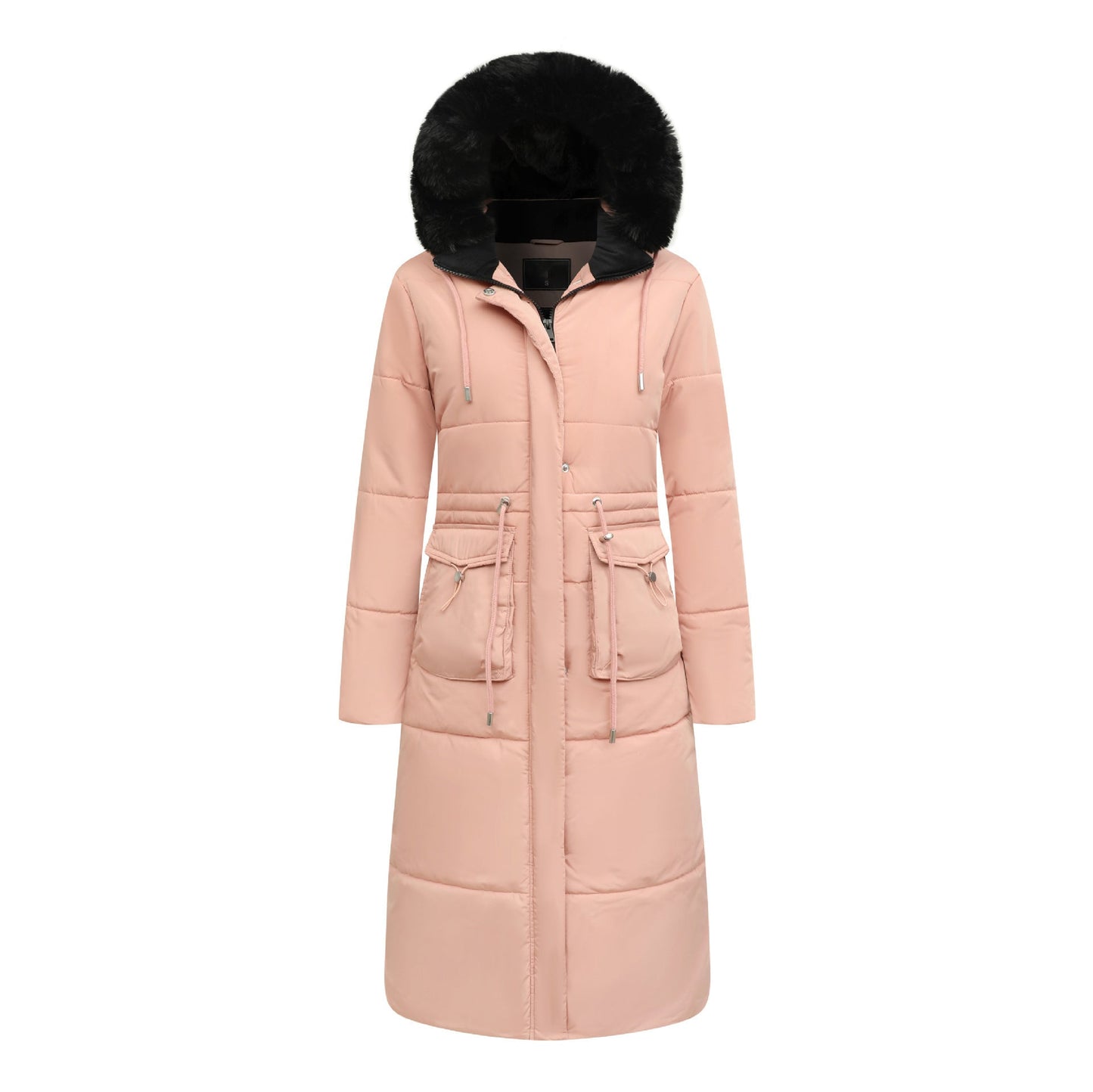 Women's Cotton Jacket Drawstring Cinched Hoodie Fleece-lined Warm