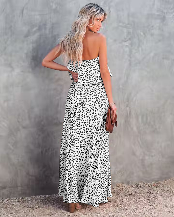 Frauen Sommer Strapless Urlaub Neue Nationalen Volant Blumenkleid Bohemian Hosenträger Kleid