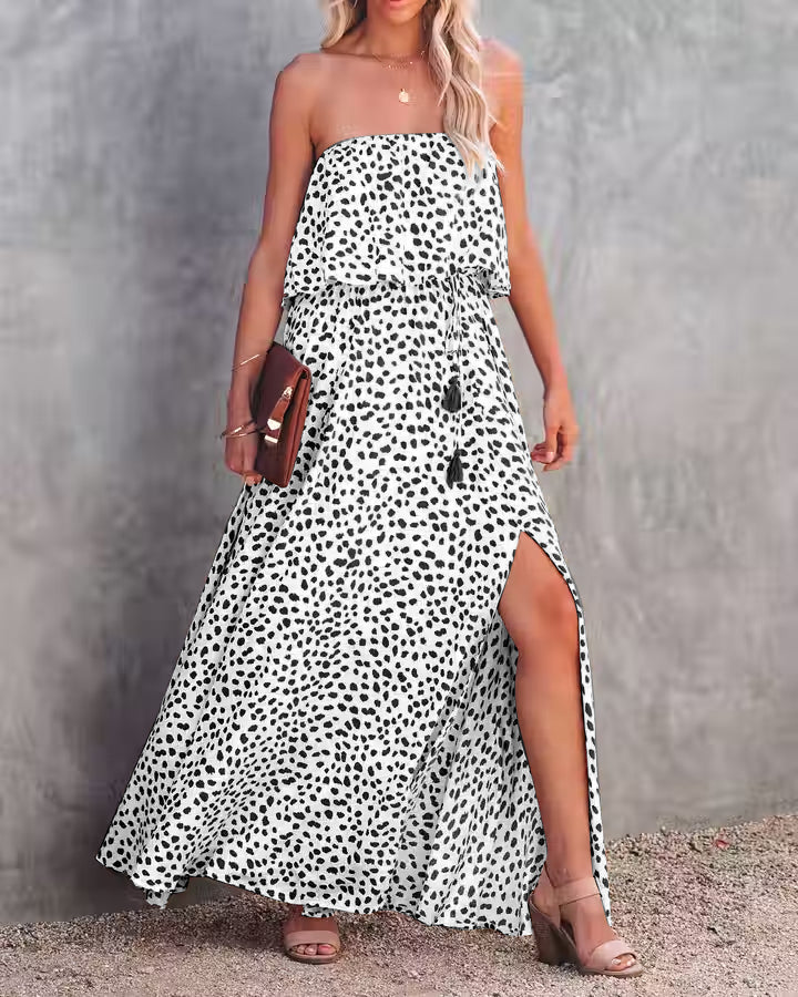 Frauen Sommer Strapless Urlaub Neue Nationalen Volant Blumenkleid Bohemian Hosenträger Kleid