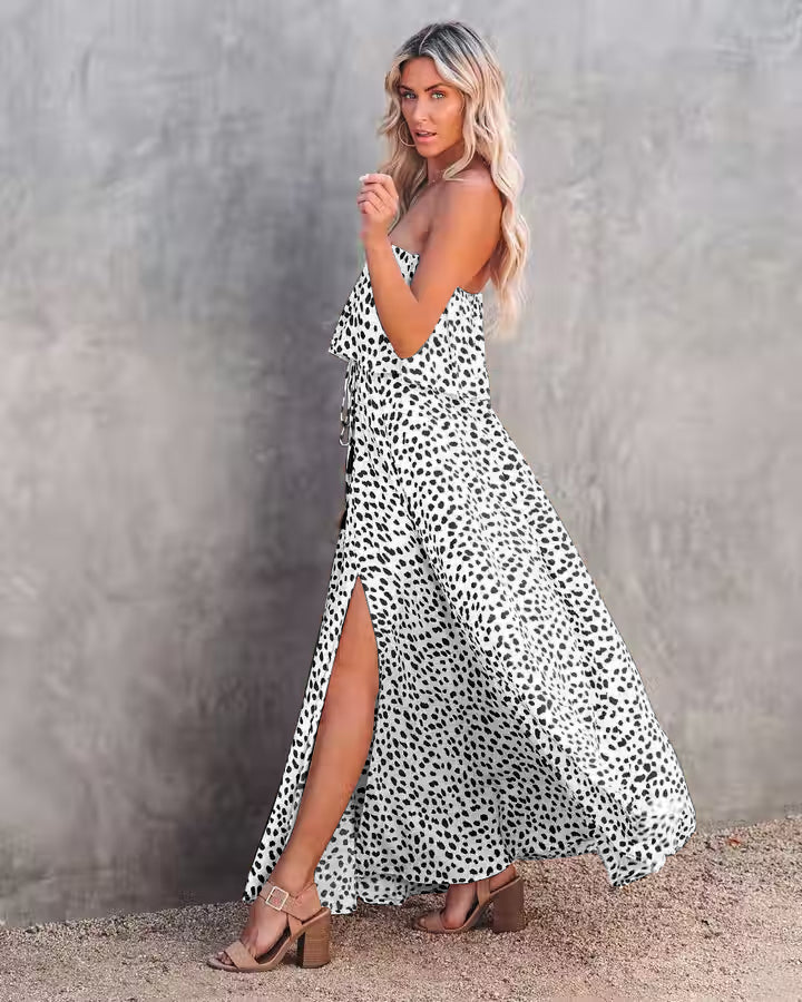 Frauen Sommer Strapless Urlaub Neue Nationalen Volant Blumenkleid Bohemian Hosenträger Kleid