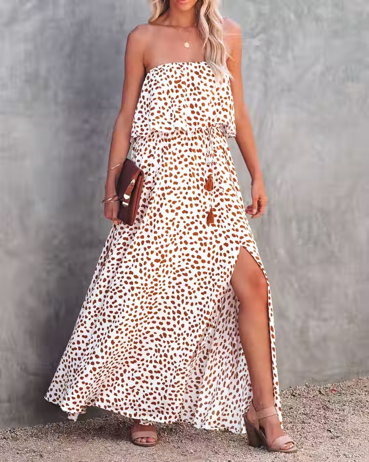 Frauen Sommer Strapless Urlaub Neue Nationalen Volant Blumenkleid Bohemian Hosenträger Kleid