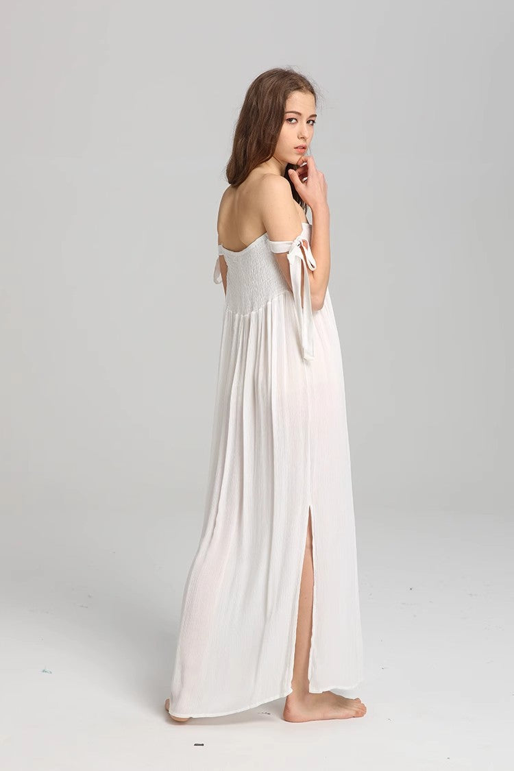 Ärmelloses Sommerkleid mit bestickten Knöpfen und Blumenmuster für Damen