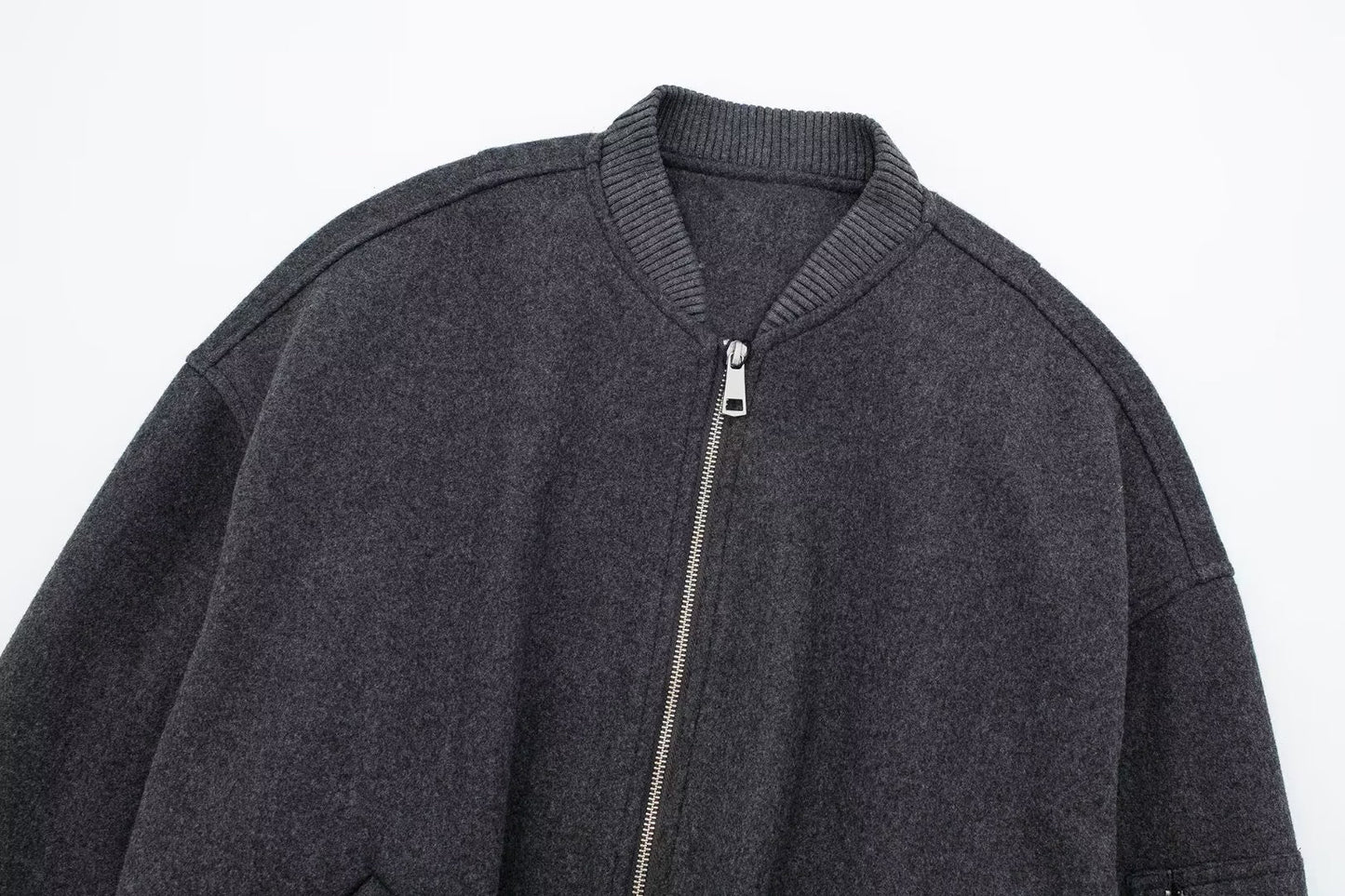 Women Clothing French Pocket Decoration Bomber Jacket Jacket