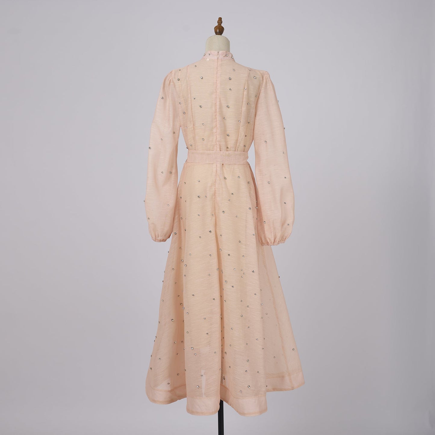 Damen Frühling und Herbst Einfarbig Gürtel A-Linie Kleid mit Hosenträgern