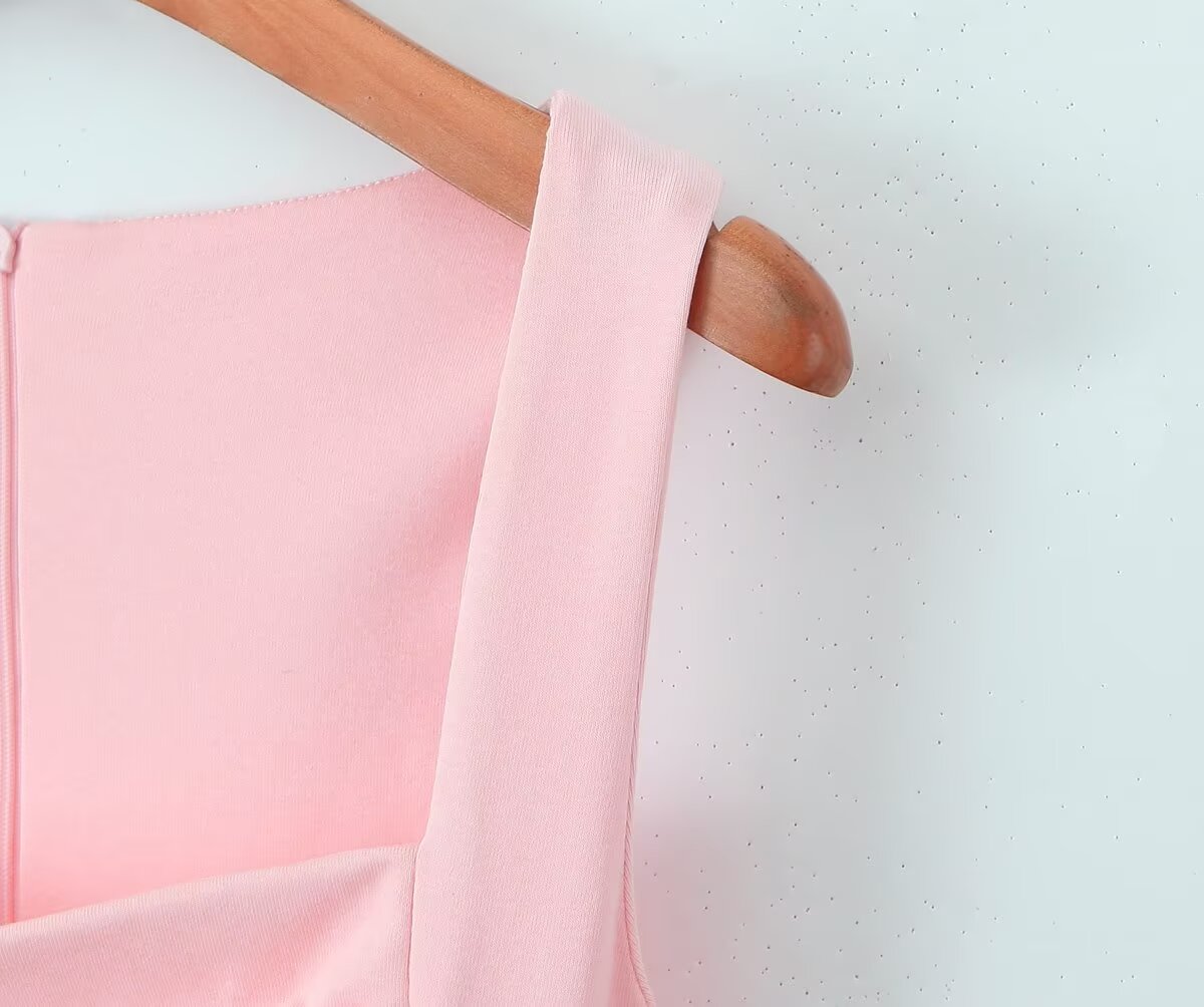 Sexy, bauschiges Kleid mit quadratischem Ausschnitt und Patchwork-Muster für Damen