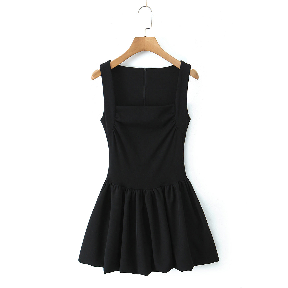Sexy, bauschiges Kleid mit quadratischem Ausschnitt und Patchwork-Muster für Damen