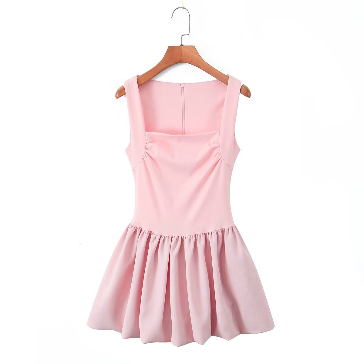 Sexy, bauschiges Kleid mit quadratischem Ausschnitt und Patchwork-Muster für Damen