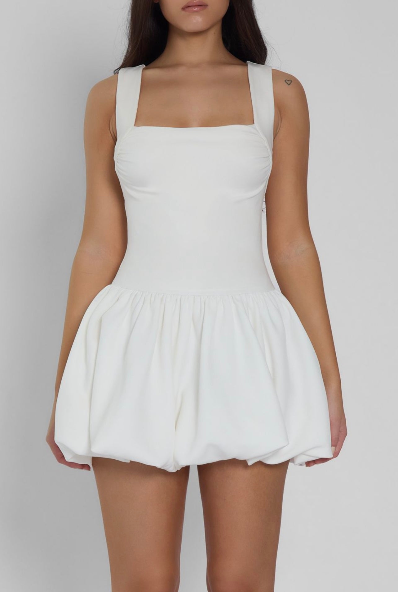 Sexy, bauschiges Kleid mit quadratischem Ausschnitt und Patchwork-Muster für Damen
