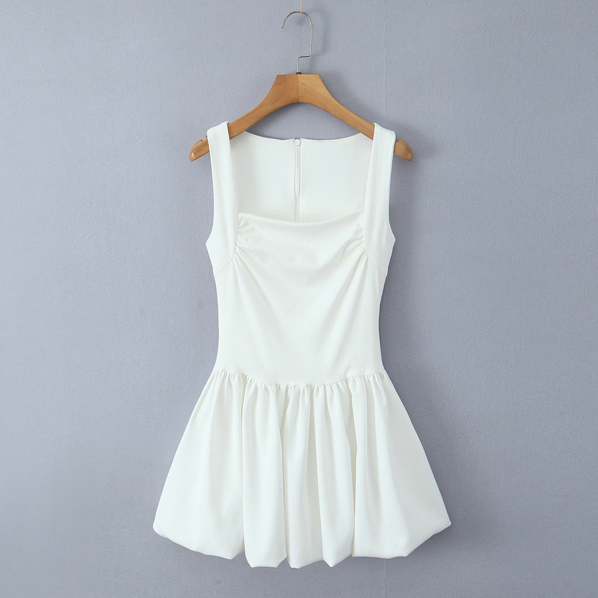 Sexy, bauschiges Kleid mit quadratischem Ausschnitt und Patchwork-Muster für Damen