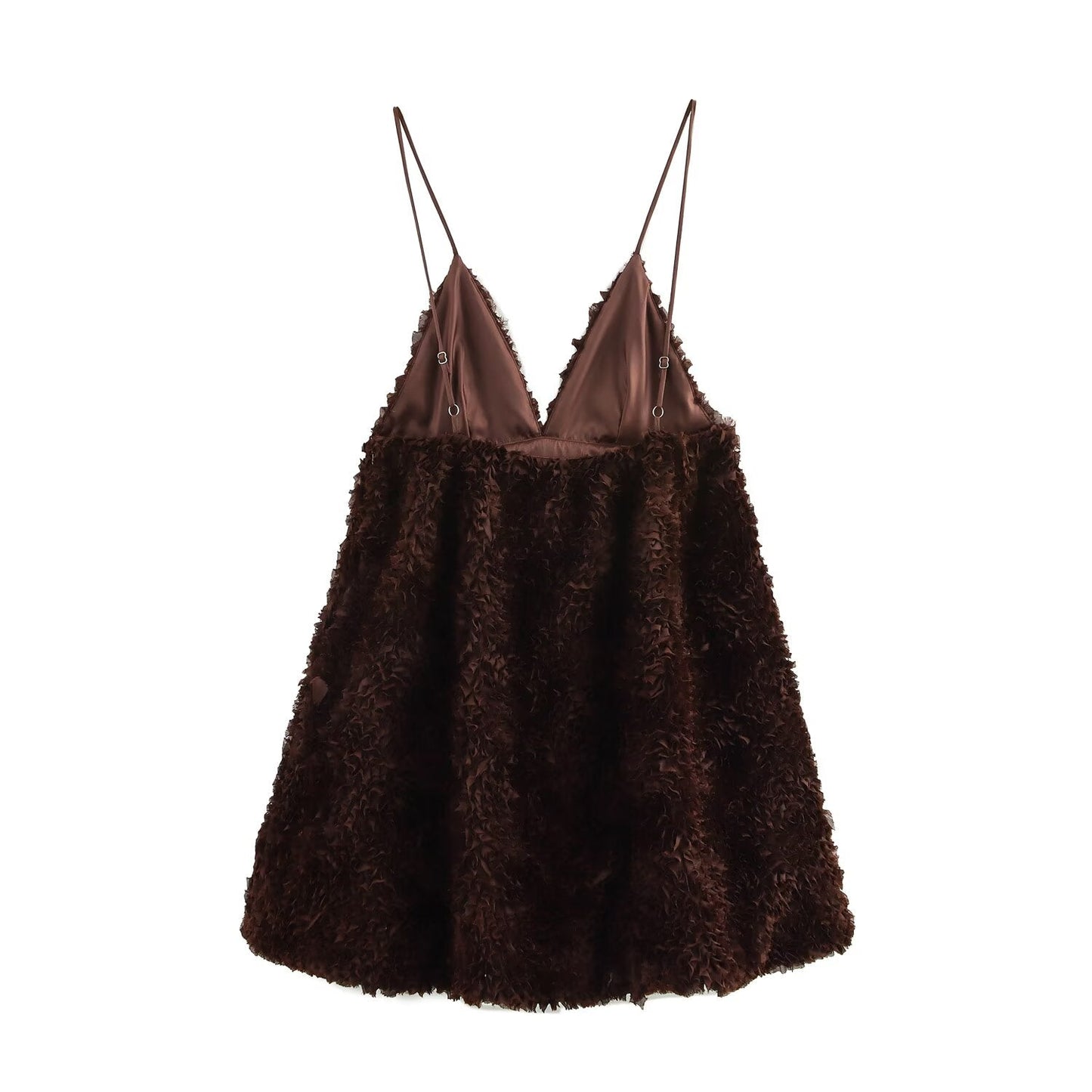 Damen Französisch Sexy Flauschiges Mesh Sling Kleid