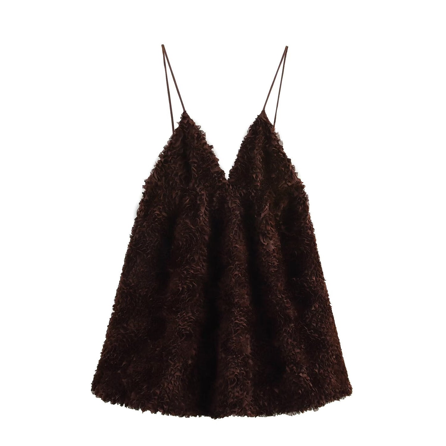 Damen Französisch Sexy Flauschiges Mesh Sling Kleid