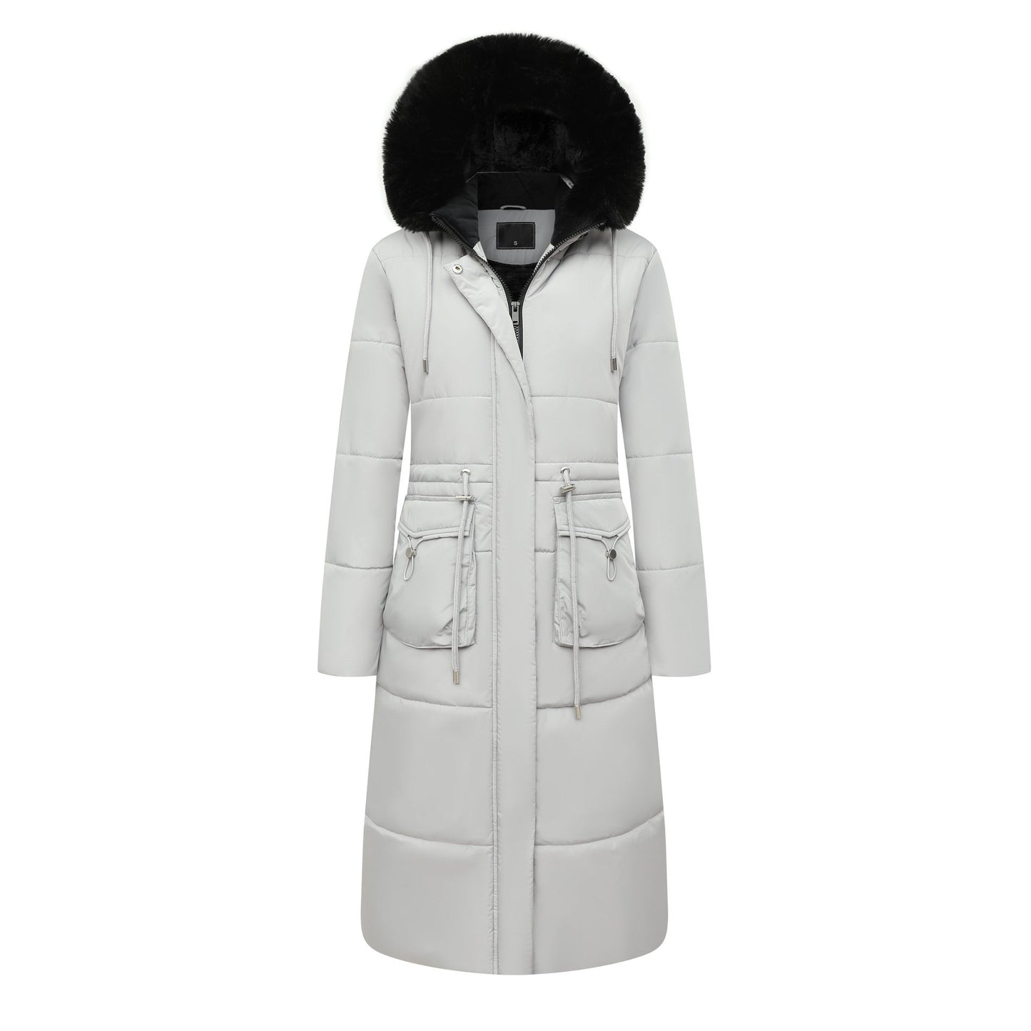 Women's Cotton Jacket Drawstring Cinched Hoodie Fleece-lined Warm