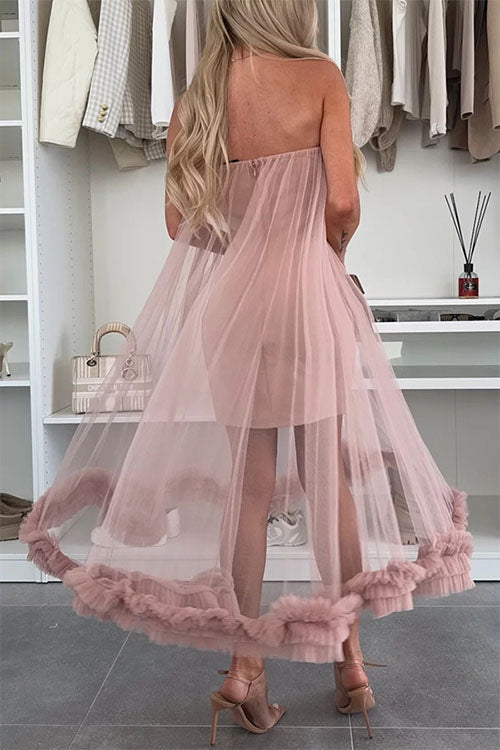 Wickelkleid aus Netzstoff