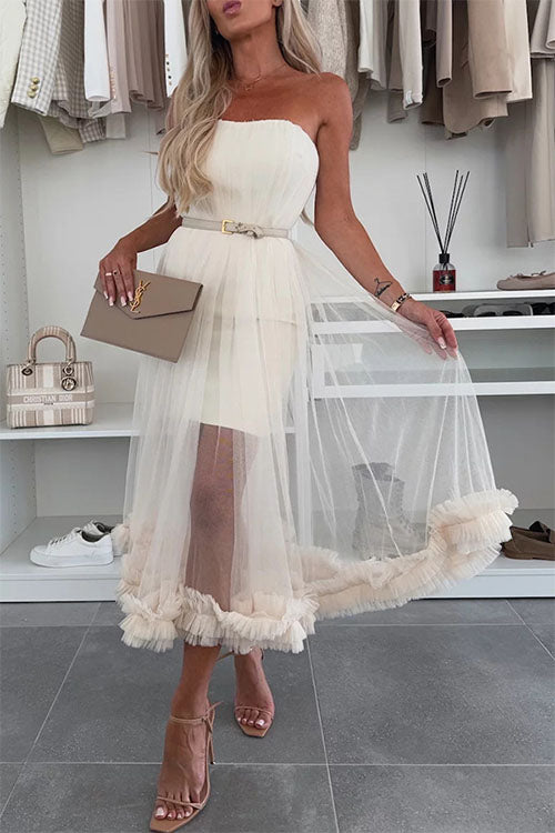 Wickelkleid aus Netzstoff