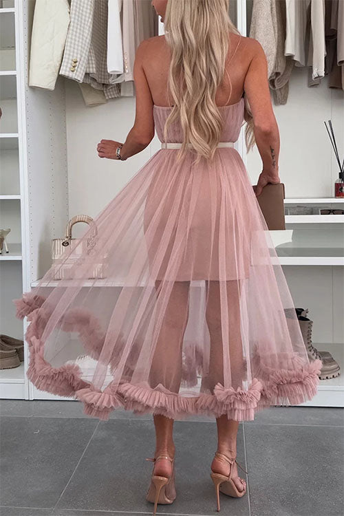 Wickelkleid aus Netzstoff