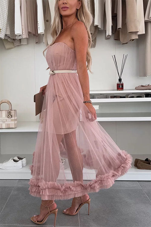 Wickelkleid aus Netzstoff