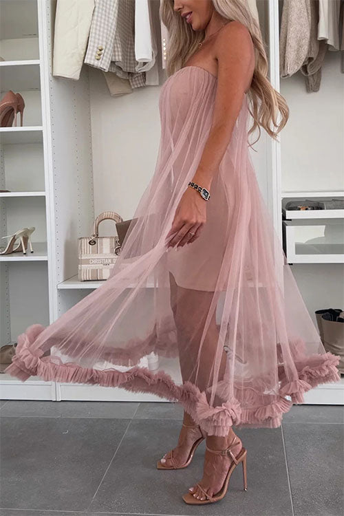 Wickelkleid aus Netzstoff