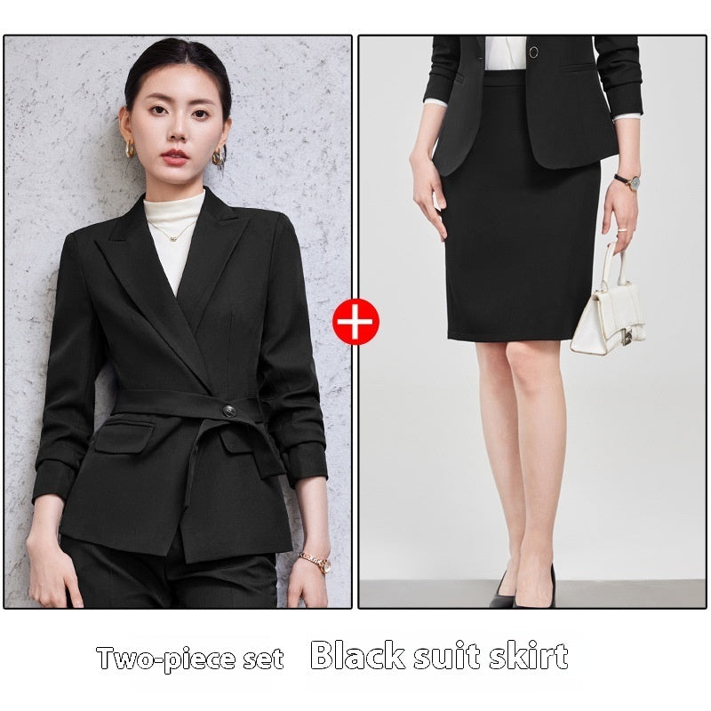 Long Sleeve Small Suit Collar Coat Women's Shirt Pants Suit