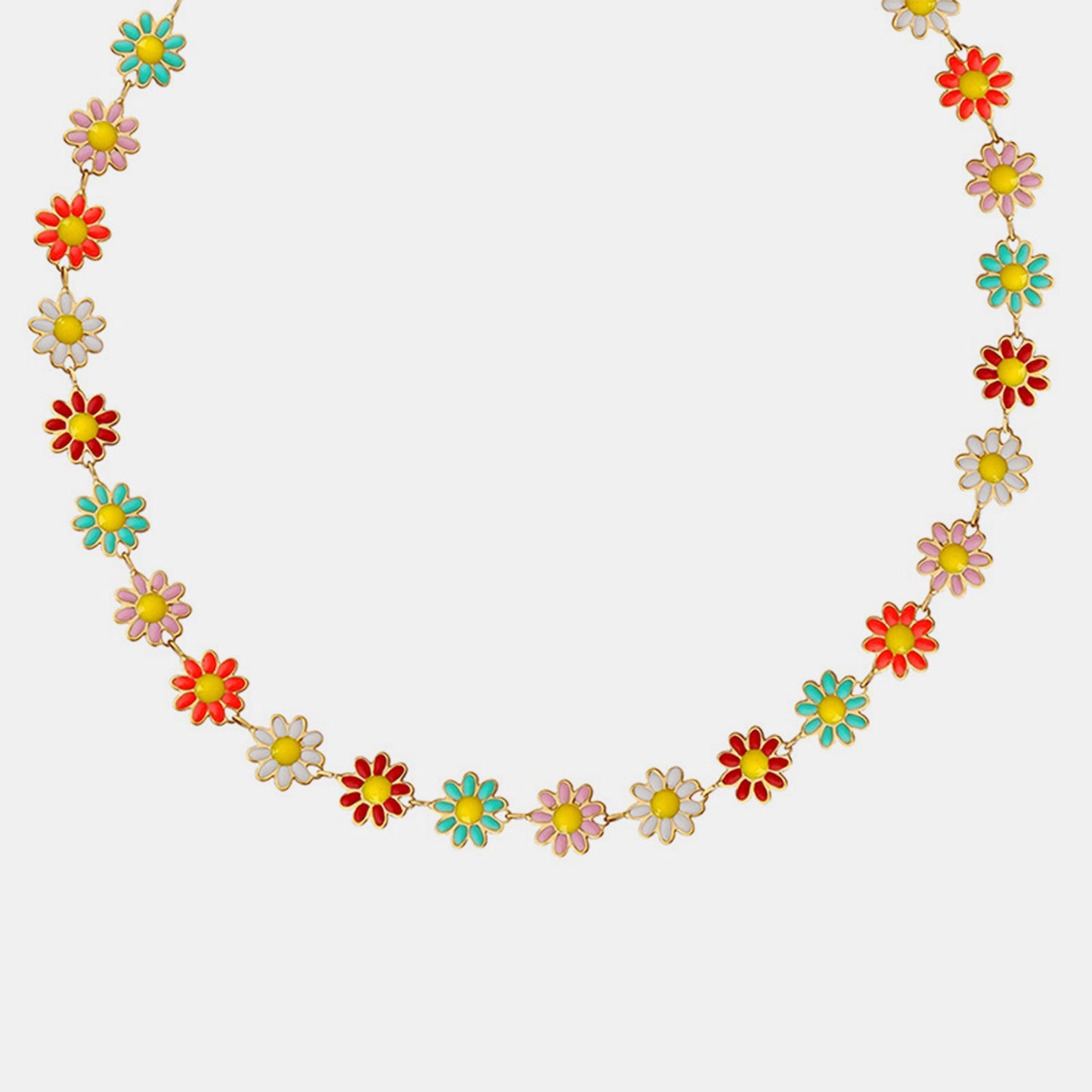 Collier en acier titane avec goutte d'huile et fleur