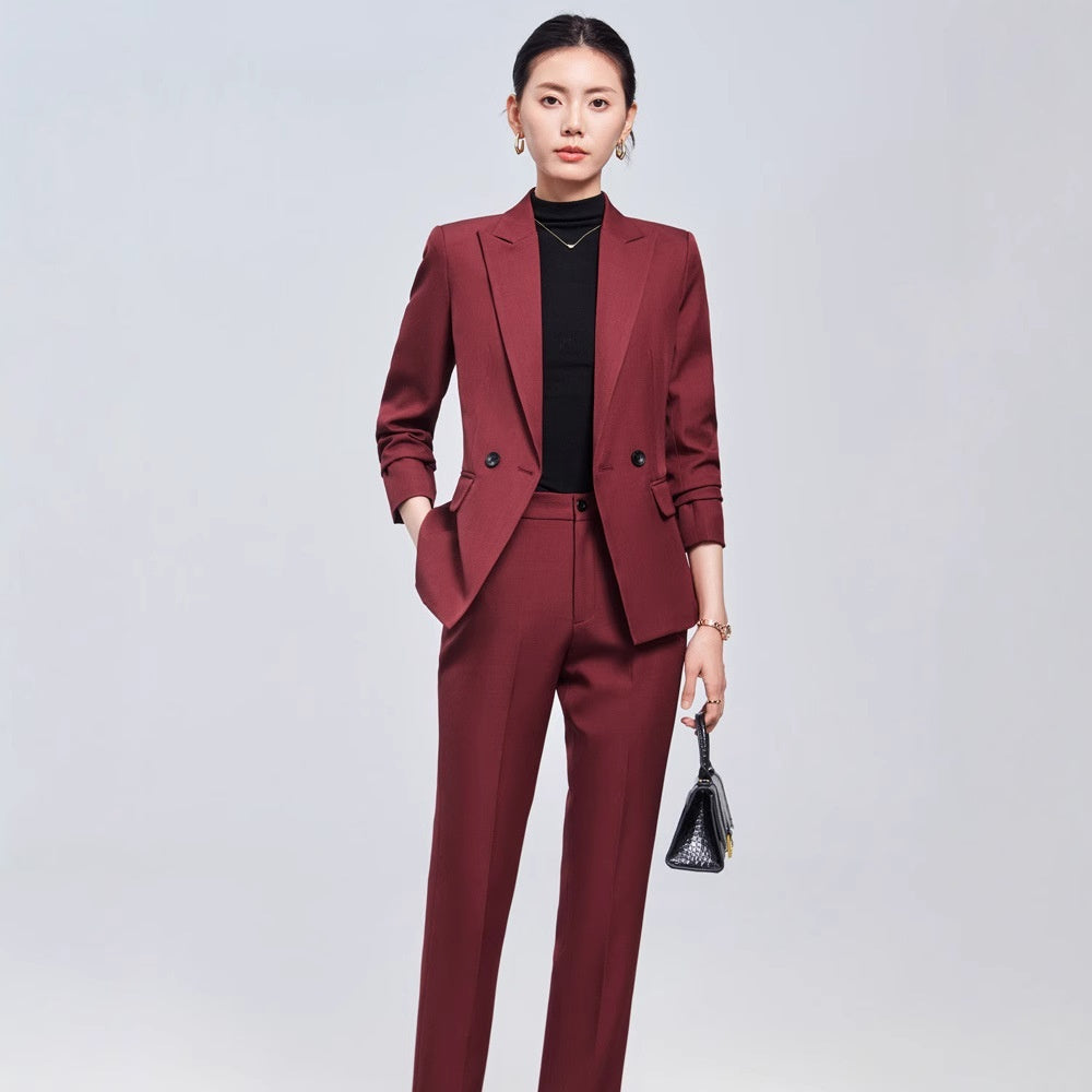 Long Sleeve Small Suit Collar Coat Women's Shirt Pants Suit