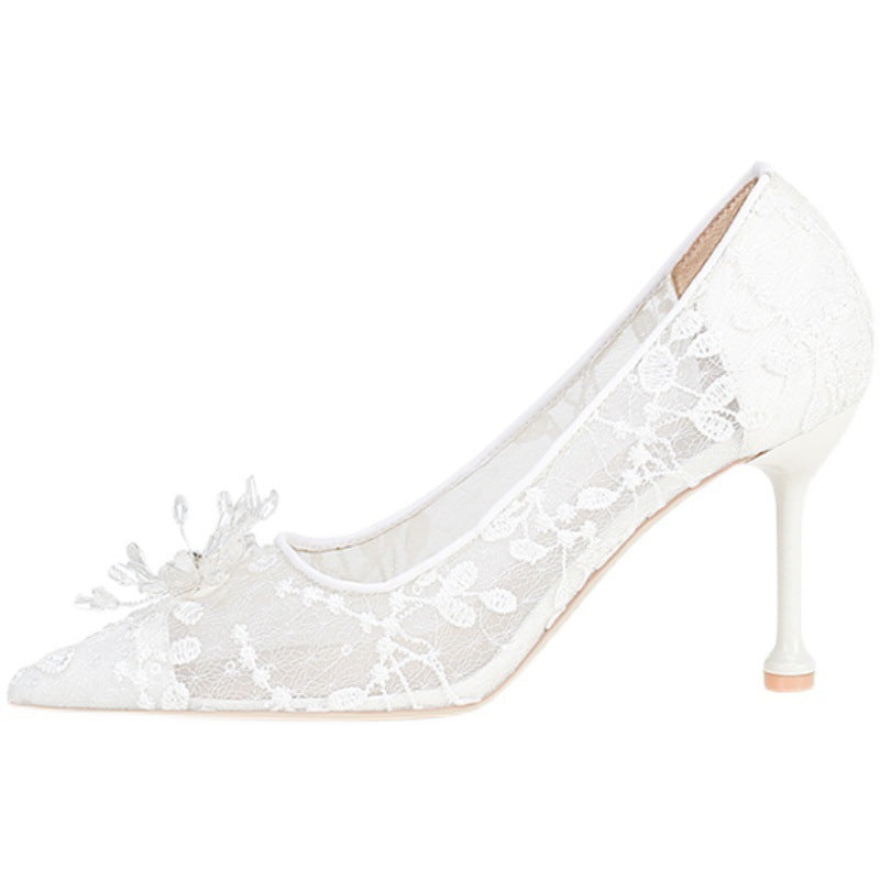 Frauen Weiß High Heels Brautkleid Kristall