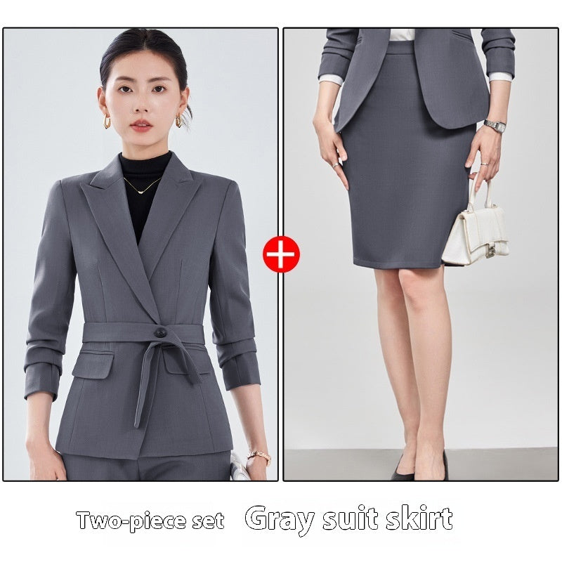 Long Sleeve Small Suit Collar Coat Women's Shirt Pants Suit