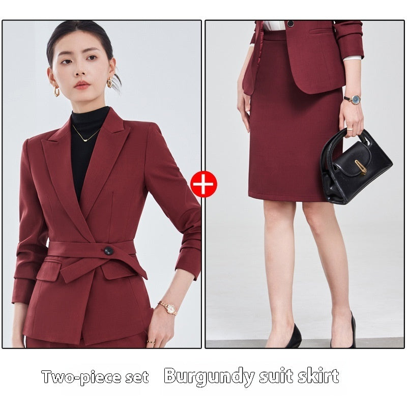 Long Sleeve Small Suit Collar Coat Women's Shirt Pants Suit