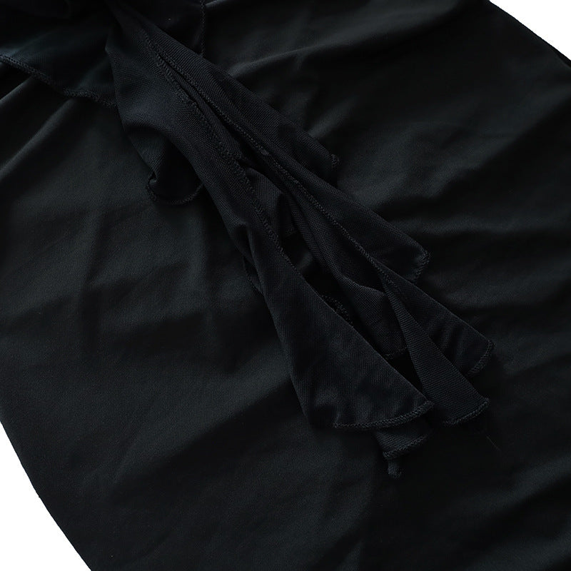 Damen Sommer Sexy Kleid V-Ausschnitt Rückenfrei Slim Fit Schultergurt Fischschwanz Abendkleid