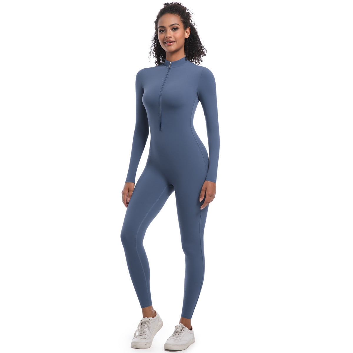 Zipper Nude Feel Long Sleeve Yoga Jumpsuit High Strength Running Fitness Clothes Sports Trend One Piece Tights