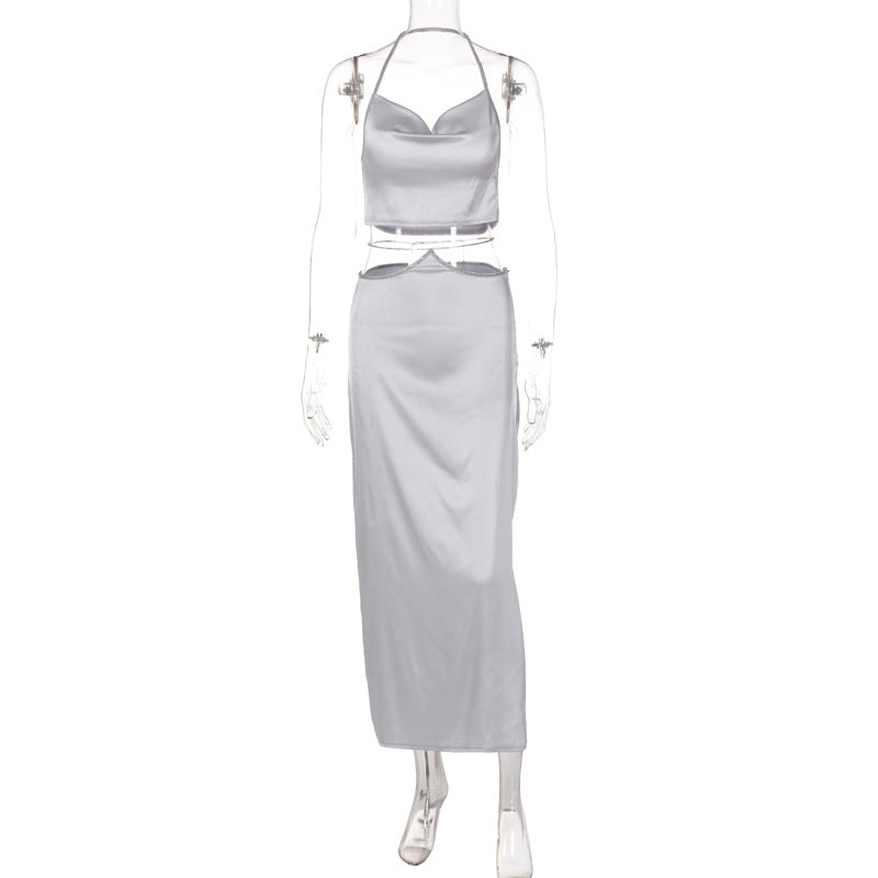 Vêtements d'été sexy pour femmes, haut tube dos nu, ensemble jupe slim