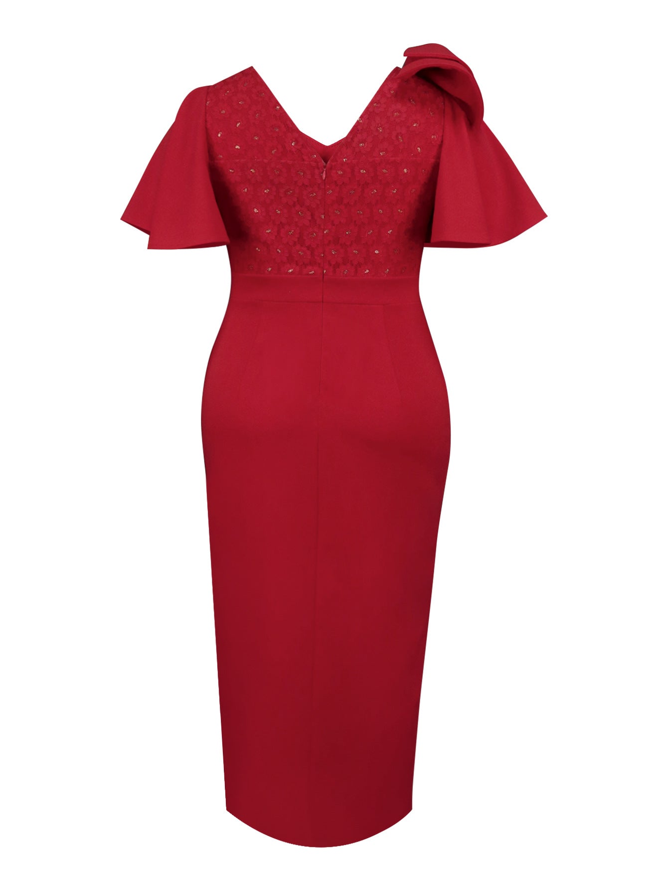 Damen Rüschen Schleife Kleid Sexy Party Spitzenkleid