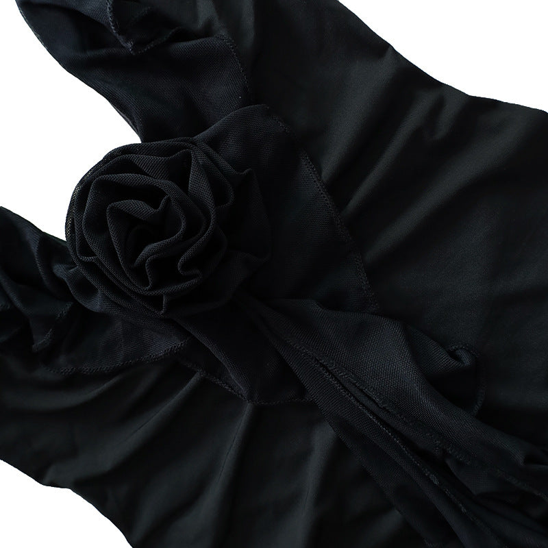 Damen Sommer Sexy Kleid V-Ausschnitt Rückenfrei Slim Fit Schultergurt Fischschwanz Abendkleid