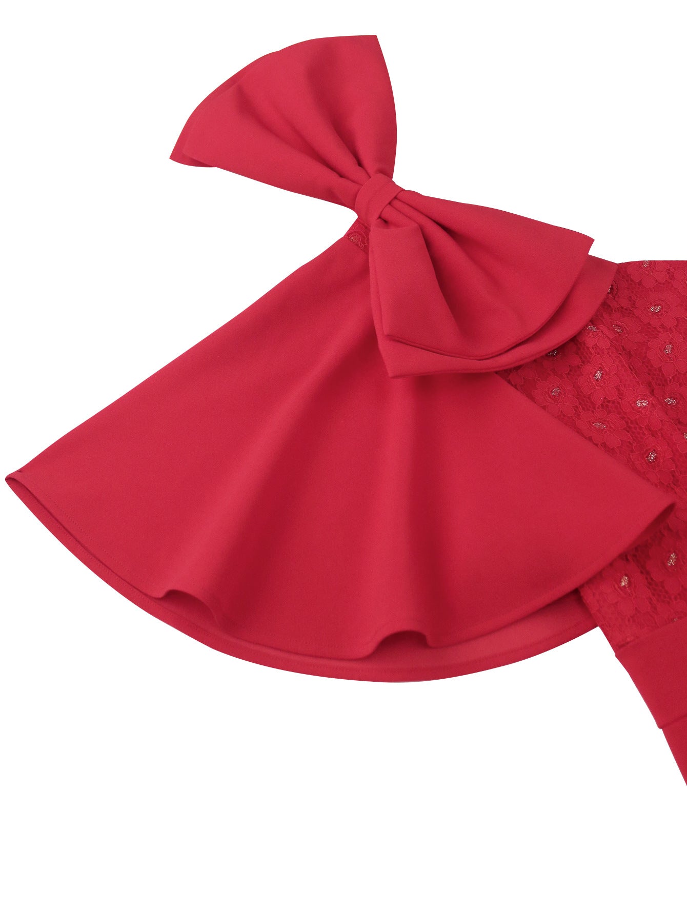 Damen Rüschen Schleife Kleid Sexy Party Spitzenkleid