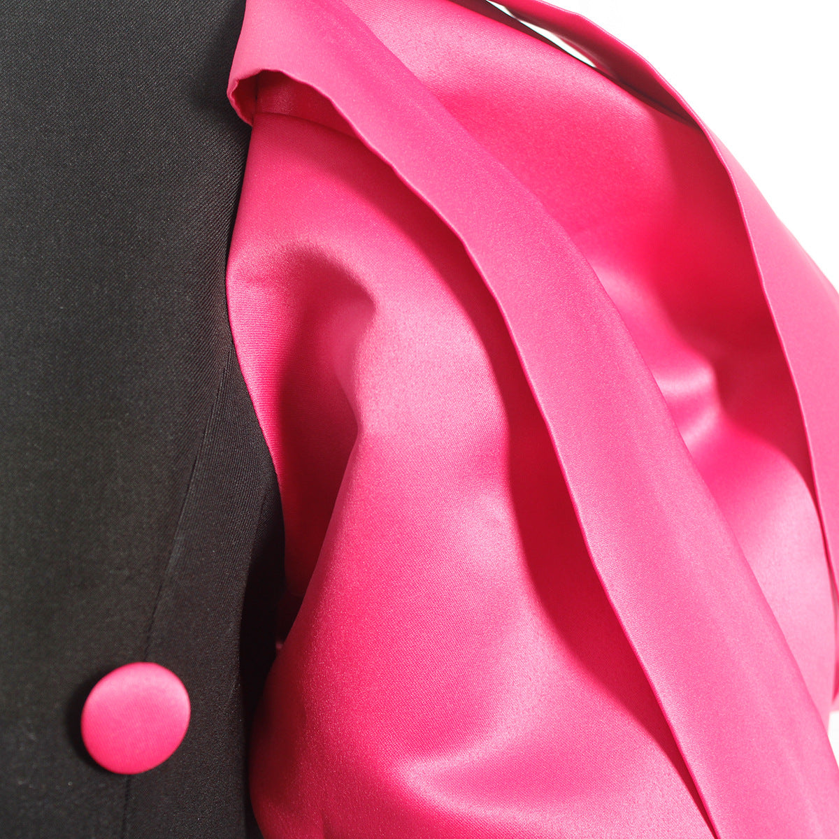 Frauen tragen Herbst Winter V-Ausschnitt farblich passende Puffärmel kreative Nischen Damenkleid