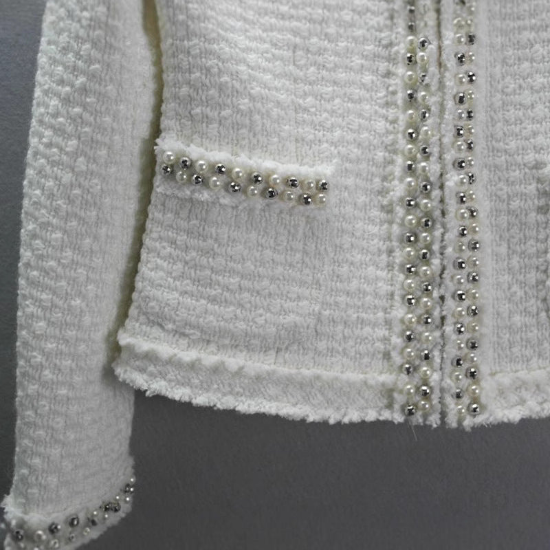 Women's Autumn And Winter Heavy Industry Beads Coat