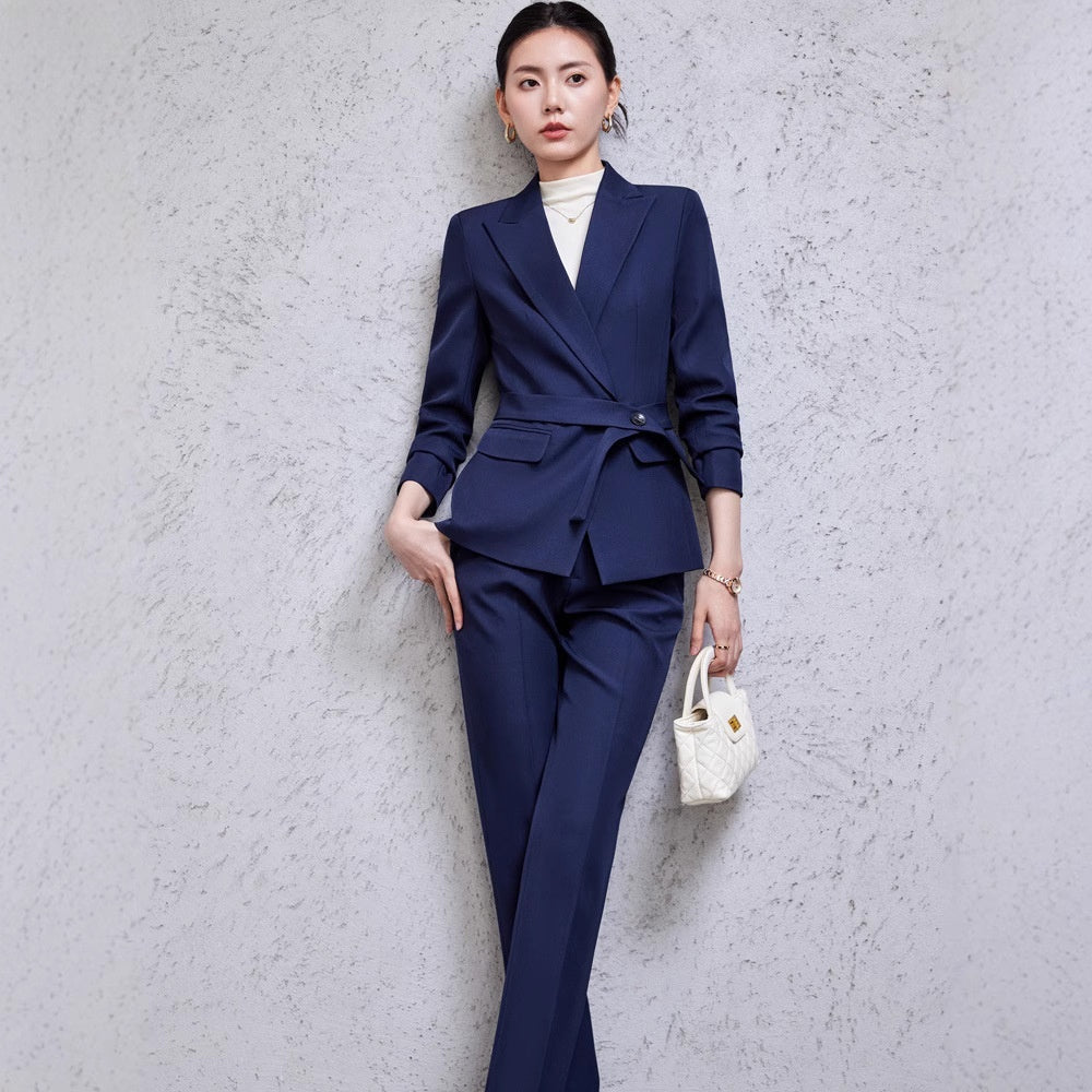 Long Sleeve Small Suit Collar Coat Women's Shirt Pants Suit