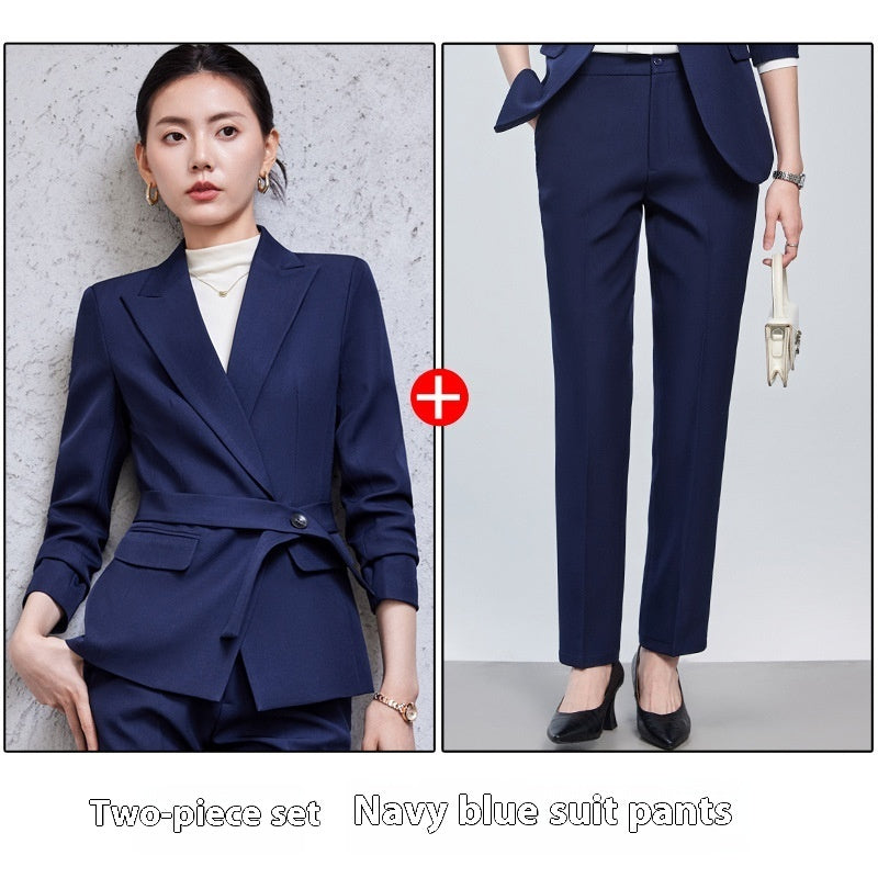 Long Sleeve Small Suit Collar Coat Women's Shirt Pants Suit