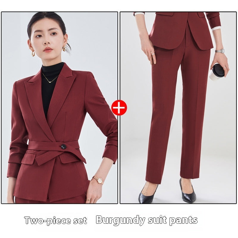 Long Sleeve Small Suit Collar Coat Women's Shirt Pants Suit