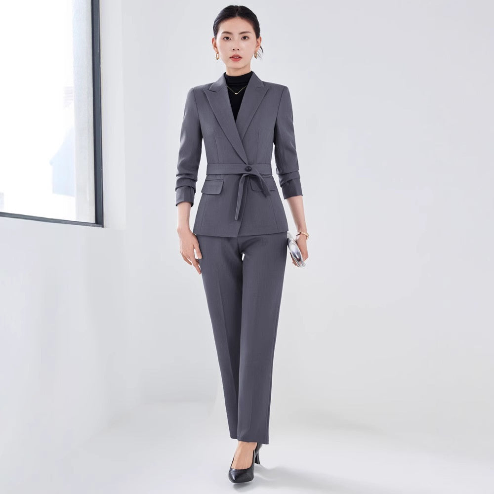 Long Sleeve Small Suit Collar Coat Women's Shirt Pants Suit