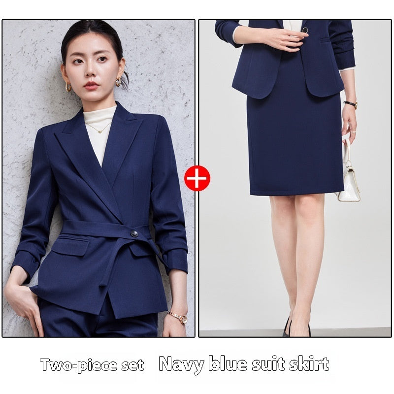 Long Sleeve Small Suit Collar Coat Women's Shirt Pants Suit