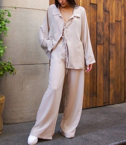 Women's Cotton and Linen Long-sleeved Suit beige