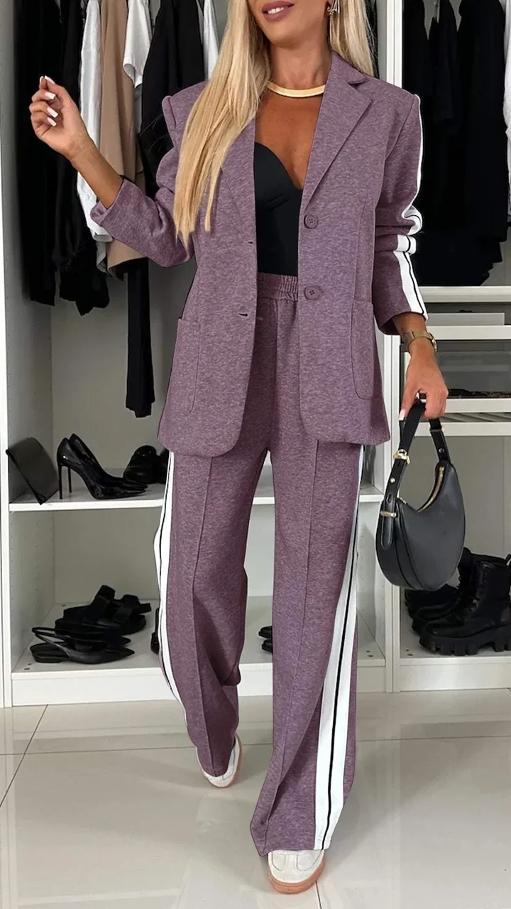 Women's Lapel Long Sleeve Casual Suit purple