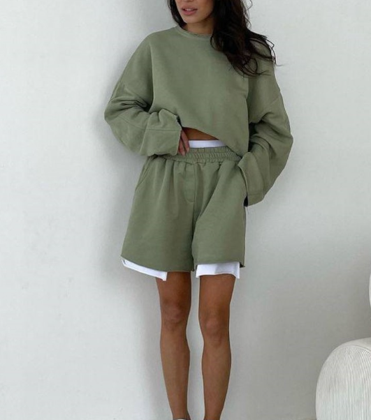 Women's Cotton Long-sleeved Suit green