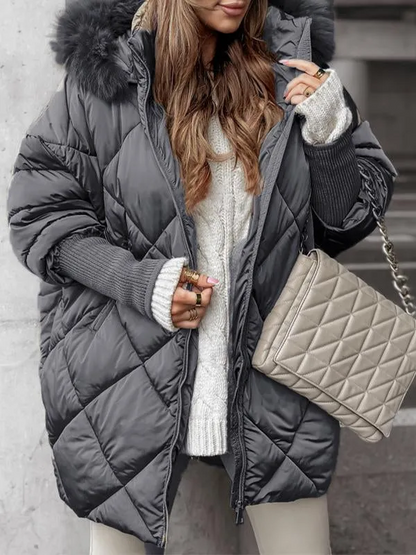 Ladies Winter Zipper Hooded Diamond Extra Set grey