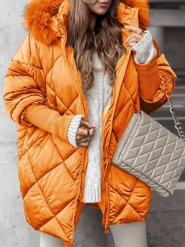 Ladies Winter Zipper Hooded Diamond Extra Set orange