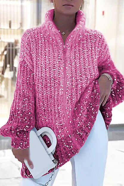 Women's Sparkling Sweater Cardigan Pink