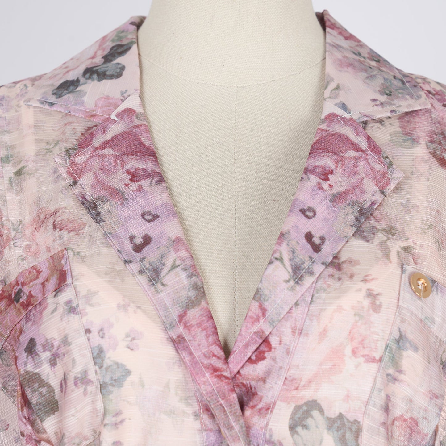Women Floral Stitching Button Street A dress Silk Linen Two Piece Dress