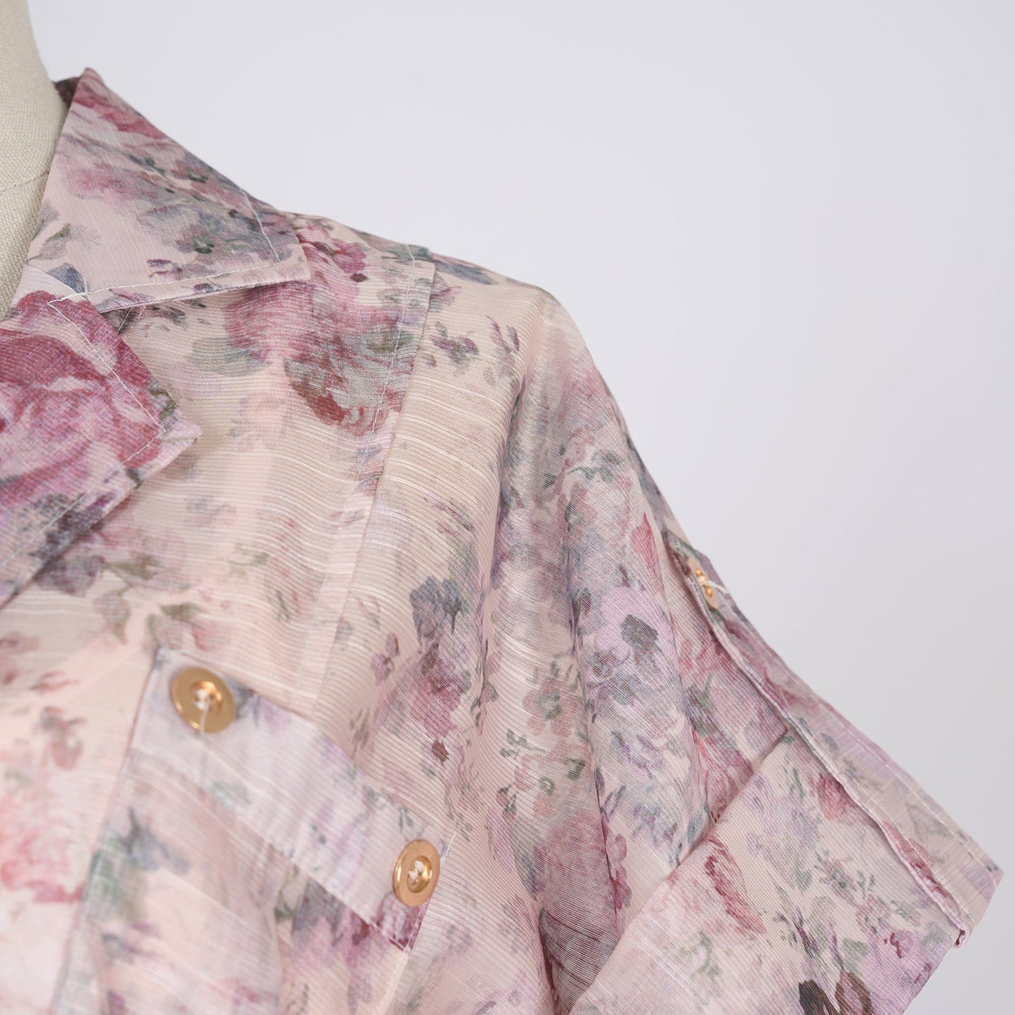Women Floral Stitching Button Street A dress Silk Linen Two Piece Dress