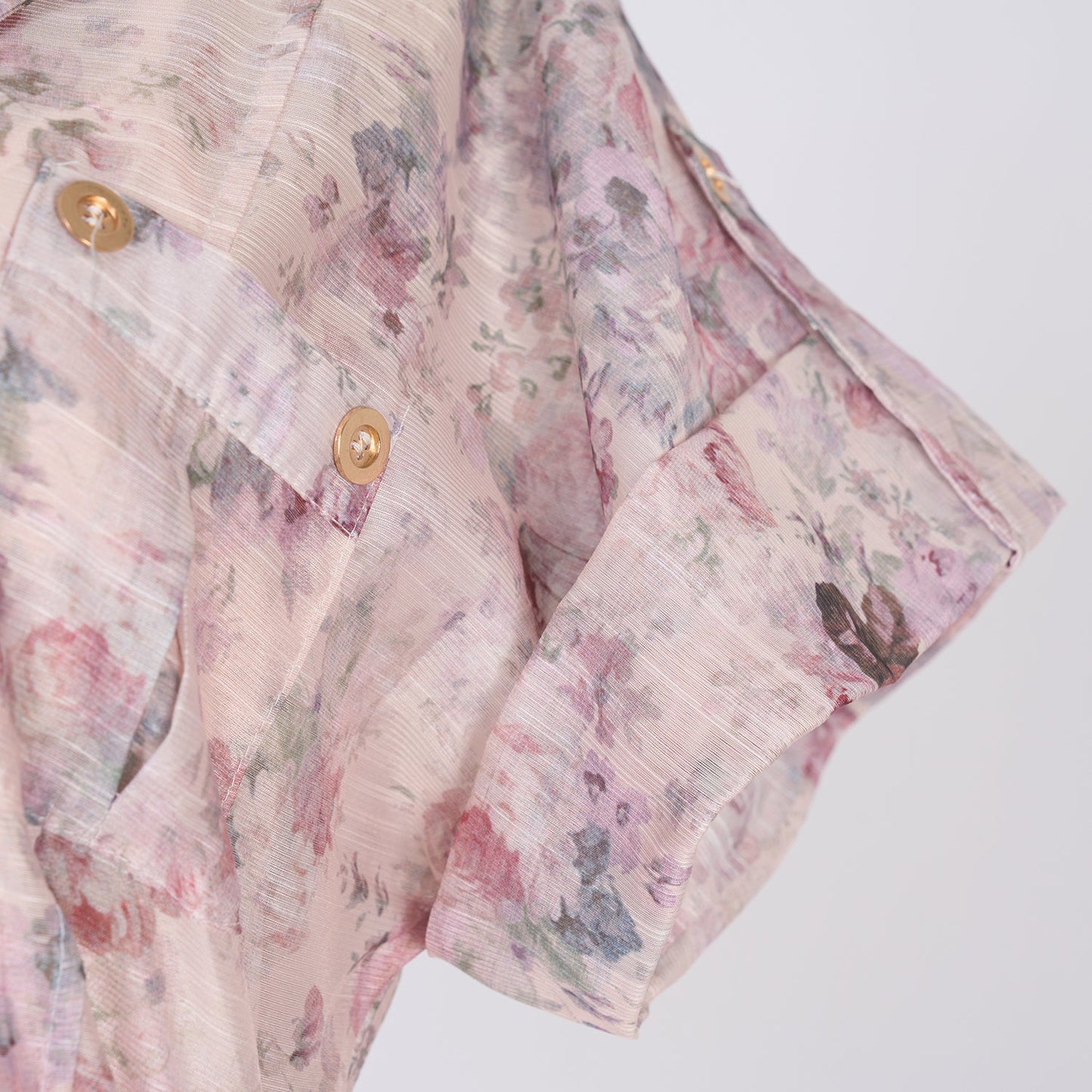 Women Floral Stitching Button Street A dress Silk Linen Two Piece Dress