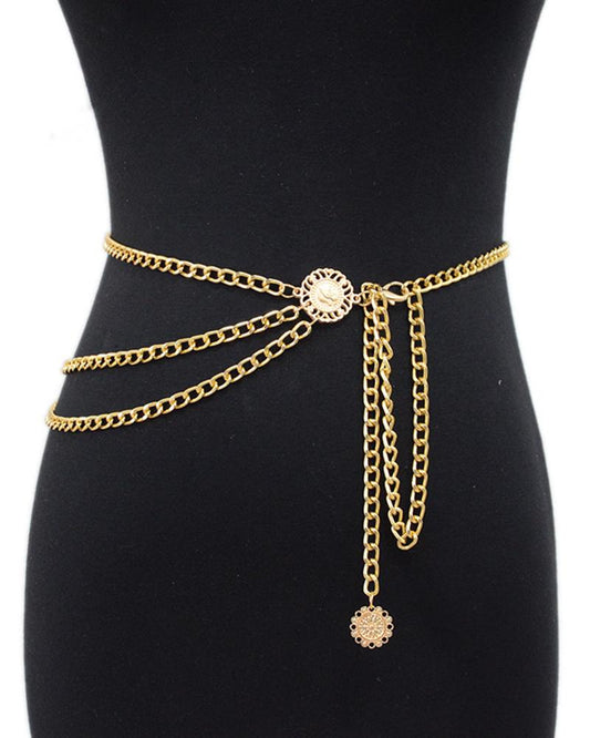 Punk decorative slim metal chain waist chain